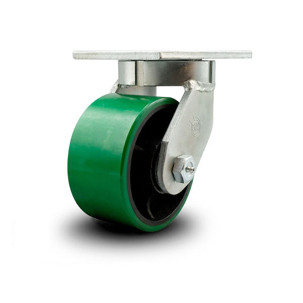 6 Inch Heavy Duty Green Poly on Cast Iron Wheel Swivel Caster with Swivel Lock